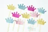 Groothandel-kroon cupcake toppers, glitter kronen, prinses feest decoraties, prins verjaardag, roze en goud, aangepaste kleuren, baby shower