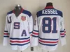 2010 Team USA Hockeytröjor 9 Zach Parise 88 Patrick Kane 81 Phil Kessel 28 Brian Rafalski 39 Miller 15 Langenbrunner Sticthed Blå Vit Alternativ