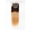 Peruvian Indian Malaysian Brazilian Virgin Straight Hair With Closure Ombre Hair Bundles With Closure 1B/27 Blonde Human Hair