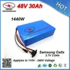 Batterie de vélo électrique à boîtier en PVC classique 48V 30Ah intégrée 3.7V 3000 mah Samsung 18650 cellule 30A BMS et chargeur 54.6V 2A