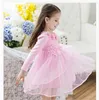 2016 Outono Nova Moda Menina Princesa Vestido Crianças Manga Comprida Flor Vestidos Estilo Coreano Bonito Do Bebê Meninas Lace Tulle Vestido Crianças Vestidos