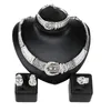 Trendig afrikansk design rhinestone mode halsband armband ring örhänge hög kvalitet 18k guldpläterade bröllop smycken set