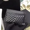 حامل بطاقة CAVIAR V BLACK عالية الجودة 2016 حامل بطاقة Lambskin الأصلي 100 ٪ من الجلد الأصلي MINI V LATTICE CREDITAL CARD HO265I