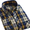 Camisas casuais casuais por atacado - alimens xadrez camisa homens luva longa alta qualidade 100 algodão slim encaixe botão botão para baixo flanela para homens1