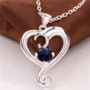 Digital heart shape 925 silver Necklace(with chain) 10 pieces a lot mixed style,cheap women's gemstone sterling silver Pendant Necklace EMP7