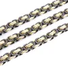 Trendy Heavy Cool Men's Jewelry Gold & Black Stainless Steel Solid byzantine chain necklace in Men's Jewelry 10mm 24''