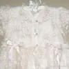 Lace White First Communion -jurken 2022 korte mouw hoge kraag lange babyfeestje verjaardag bloemen meisje jurk met hoed echte foto8667265