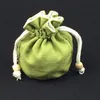 Cute Round Bottom Drawstring Bucket Bag High Quality Plain Cotton Linen Cloth Pouch Small Packaging Bags for Gift Jewelry Storage Bag 10pcs/