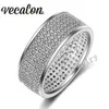 Vecalon Full 250 SZTUK Symulowany Diamond CZ Zespół Ślub Pierścień Dla Kobiet 10kt White Gold Filled Female Engagement Band SZ 5-11