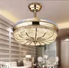 36 / 42 inch Gold Modern LED Retractable Ceiling Fans With Lights Living Room Home Decoration Folding Ceiling Fan Lamp 110 / 220 Volt LLFA