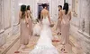 100% Real Pictures Bridesmaid Dresses Cheap Sequins Sleeveless Pleated Floor Length Custom Made Wedding Party Dresses Champagne Gold Silver