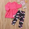 Baby Mädchen Kleidung Outfit Einhorn Regenbogen rosa T-Shirt Top + Hose 2 Stück ein Set schöne Mädchen Kinderkleidung Preppy Kleid Großhandel Anzüge