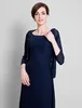 Fashion Sheath Mother Of The Bride Suits Scoop Neck 3/4 Long Sleeves Jacket Chiffon Mother's Dresses Formal Evening Party