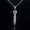 18k argent plaqué or arrow pendentif pendentif hip hop glacé bling strass de mode punk roquette pendentif collier hommes bijoux