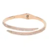 Bracciale rigido aperto da donna in argento sterling 925 di lusso con bracciale regolabile in oro rosa con pavé di swarvoski per regalo di gioielli da sposa