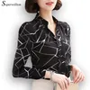 Wholesale-soperwillton 2016 جديد الصيف المرأة الشيفون بلوزة قميص الإناث زائد حجم طويلة الأكمام البلوزات blusa عارضة قميص قمم # c581