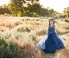 Vintage Country Flower Girl Dresses Ball Gown Jewel Cap Sleeve Royal Blue With Tulle Crystal For Wedding Party Girls Pageant Dresses
