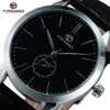 Top Brand FORSINING Designer Simple Casual Watch Men Black Leather Strap Automatic Mechanical Watch Male Business Clock