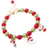 Christmas Gift Fashion Jewellery Bracelets Santa Claus Reindeer Oil Drip Beads Charm Bracelet Hand Chain mix red green