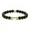 1PCS Real Gold Plated Metal Barbell Bracelet & 8mm Stone Beads Fitness Fashion Dumbbell Bracelets