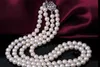 Neue feine perlen schmuck natürliche 925 s 2 reihen 7-8mm südsee weiße runde perlenkette 18 "19"