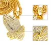 Micro CZ 18K geelgoud gevuld hiphop heren iced out hanger ketting