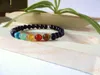 SN0341 Design bracelet de yoga 7 chakra bracelet en pierre d'onyx noir bracelet de guérison spirituelle pour femmes bijoux turquoise