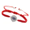 Wholesale 10pcs/lot Red Braided Bracelet For Men & Girls Gold, Rose Gold and Platinum Pave CZ Beads Jewelry