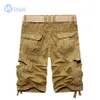 Wholesale-New Brand Men Casual Solid Color Bermuda Loose Cargo Shorts Men Masculina Large Size Design Multi-Pocket Overalls 4 colors A057