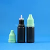 100 Sets/Lot 10ml Plastic Dropper BLACK Bottles Tamper Proof Evident Caps & Long Thin Tips LDPE E Vapor Cig Liquid 10 mL