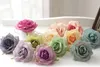 50PCS Lot Luxury Oil Color Silk Rose Heads Konstgjorda Satin Blue Rose Heads 4.2inch för utomhusblomma Väggbröllopsdekoration