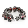 Högkvalitativ personlighet Vintage Titanium Steel Skull Ruby Chains Armband Armbands Brace Lace Mens Punk Smycken