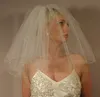 Hot Hot Saling Brautschleier, zweilagig, Ellenbogenlänge, silberner Linienrand, Hochzeitsschleier mit Kamm