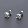 Hip Hop Iced Out Silver Lab Diamond Screw Back Stud Earring 3d Round Side CZ Simulated Jewelry