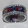 Victoria Wieck Luxury Jewelry Princess 925 Sterling Silver Gemstones Multi Stone Simulated Diamond Wedding Party Finger Band Ring 2043