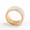 5 rzędowe kryształowe pierścienie hurtowe złoty kolor biżuteria ślubna ze stali nierdzewnej