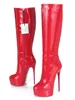 Women Knee High Boots Stiletto Thin Heel Platform Round Toe Zipper Exotic Pole Dance Shoes Sexy Fetish Stage Show