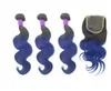 Tissages de cheveux humains brésiliens ondulés avec fermeture en dentelle Tissages de cheveux humains Ombre Rouge Bleu Violet 99J Bourgogne 1B427 Trame de cheveux3607749