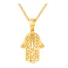 New Hamsa Hand Necklaces Pendants GoldSilver Color Arabic Hand of Fatima Lucky Gift Crystal Jewelry Necklace2174813