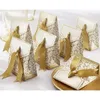 100st Gold Candy Boxes Wedding Faovrs Christmas Anniversary Party Presentlåda gratis frakt eller silverfärg