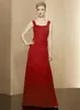 Red Long Madre de los vestidos de novia / novio con chaqueta / bolero gasa espaguetis elegantes pliegues elegantes lentejuelas con cuentas mujeres vestido de noche formal 2021