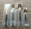 JK Home 4 Stks / partij Luxe Rvs Stainware Set Black Hand Gold Top Steak Mes Lepel Vork Set Westerse servies