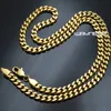 316L Tom de Ouro de Aço Inoxidável Cubano Curb Chain Colar N325