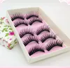 Partihandel 5 par Kvinnor Lady Natural Eye Lashes Makeup Handgjorda tjocka Fake Cross False Eyelashes Tools