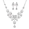 2022 Mode Crystal Verstelbare Bridal Sieraden Sets Bruiloft Rhinestone Ketting Oorbellen Sieraden Set Goedkope Bruiloft Accessoires