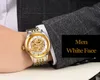Sports Watches Dragon Skeleton Automatic Mechanical Watches For Men Wrist Watch Stainless Steel Strap Gold Clock 50m Waterproof Me253W