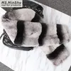 Rex Rabbit Fur Scarf Chinchilla Design Zagęścić Prawdziwe Futro Szalik Bardzo miękkie Futro Szalik Winter Neck Cieplej dla kobiety Ms.minshu