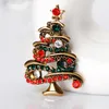Klassisk strass julgran broscher antik guldpläterad legering kvinnliga flickor brosch stift smycken xmas dekor tillbehör