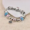 European 925 Silver Bracelet With Flower Charm Murano Beads For Women DIY Jewelry European Style Silver Plated Bead Bracelet HJ112