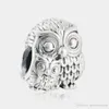 Breloques hibou en argent, perles d'animaux authentiques, perles sterling S925, adaptées aux bracelets de bijoux CH621247c